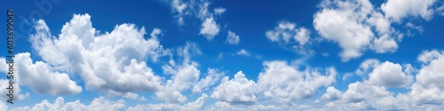 Beautiful blue sky cloudsfor background. Panorama of sky. Generative AI