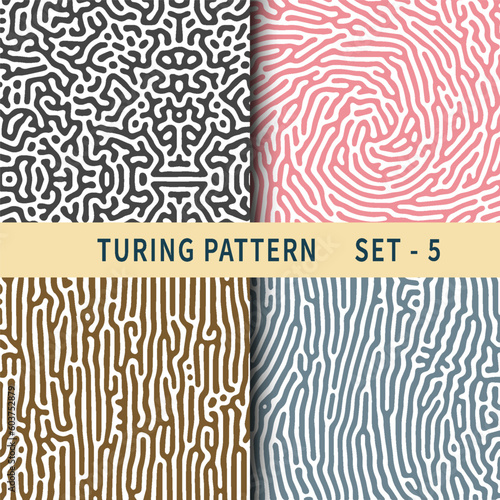 Monochrome reaction diffusion abstract turing pattern background collection