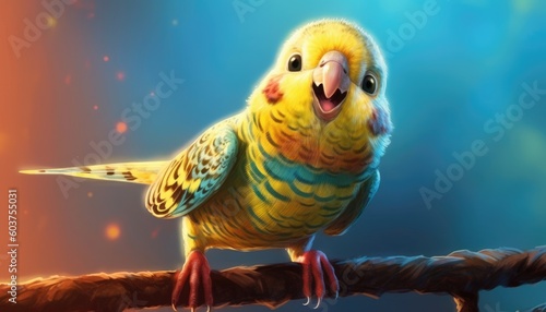 A budgie perched cheerfully. (Generative AI)