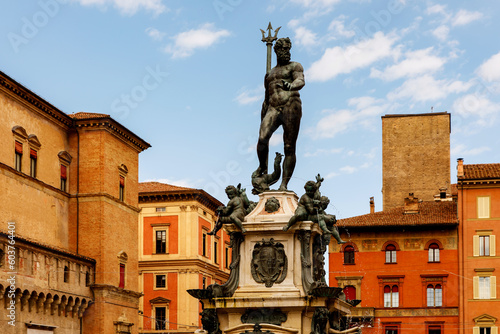 Statue on the fountain of Neptune in Bologna, Italy.