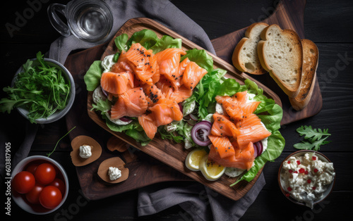 smoked salmon salad created with Generative AI technology