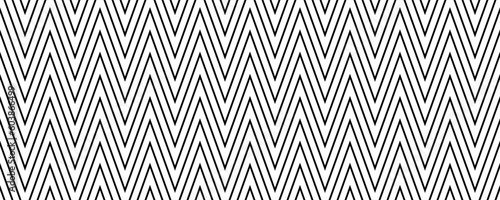 Zig zag seamless pattern. Black and white chevron ornament background. Repeating herringbone texture with diagonal lines. Textile design swatch. Vector illustration