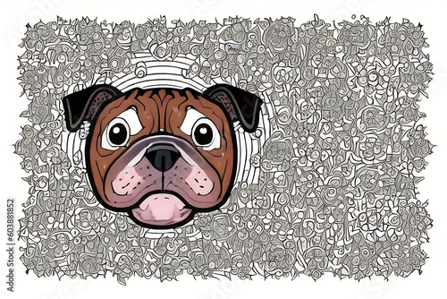 pltn style sticker of a bulldog background-white vector clip art, dog illustration