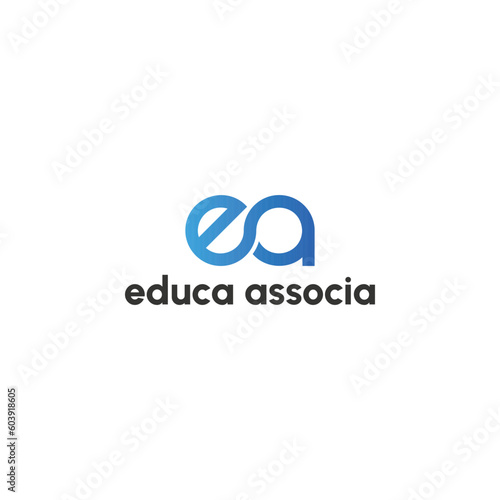 Abstract initial letter EA or AE logo in blue color isolated in white background. initial letter ea linked circle lowercase monogram logo blue. Letter EA for education academy logo.