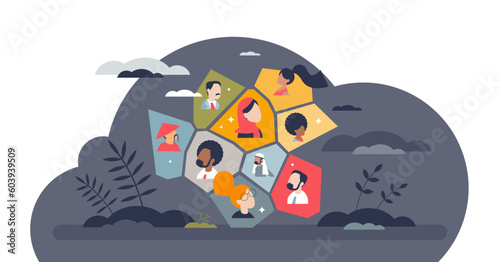 Diversity and inclusion for various race or ethnic groups unity tiny person concept, transparent background.Multiracial integration for all social communities illustration.