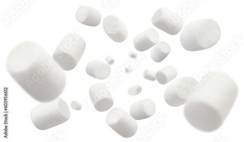 Flying delicious marshmallows cut out