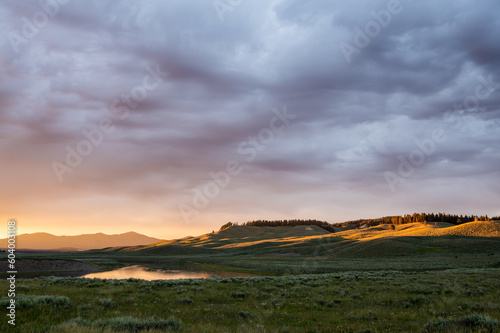 Hayden Valley and The Yellowstone River On Cloudy Evening
