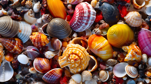 Beneath the Waves: Captivating Beauty and Intricate Wonders of Shellfish in the Beach Water - ai generative