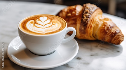 Cappuccino, Latte, Coffee in a White Background. Generative AI.