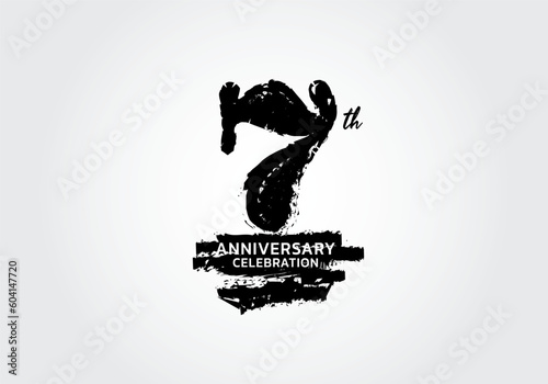 7 years anniversary celebration logotype black vector, 7th birthday logo, 7 number design, anniversary year banner, anniversary design elements for invitation card and poster. number design vector
