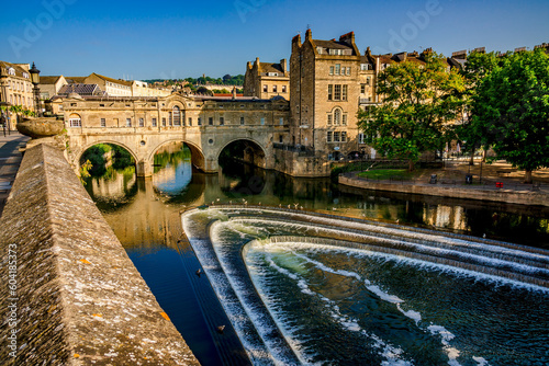 Pulteney Bridge over the River Avon in Bath England