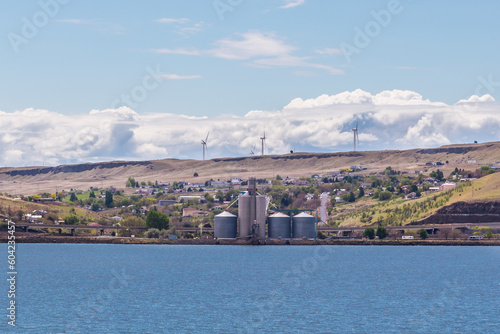 City on Arlington in Oregon, viewing from other side of the Columbia River