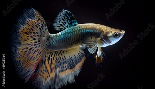 View of a nice guppy with spot lighting