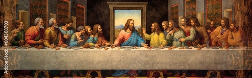 The Last Supper of Jesus and the 12 Apostles, ai generative