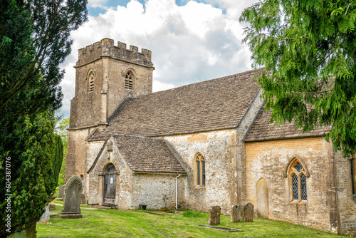 The Anglo-Saxon Church of the Holy Rood in the village of Daglingworth, Cotswolds, Gloucestershire, United Kingdom