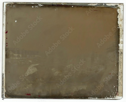 Vintage large format negative circa 1870, with chemical stains, shadow image, and scratches 
