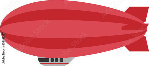 Flat red blimp vector illustration. Zeppelin.