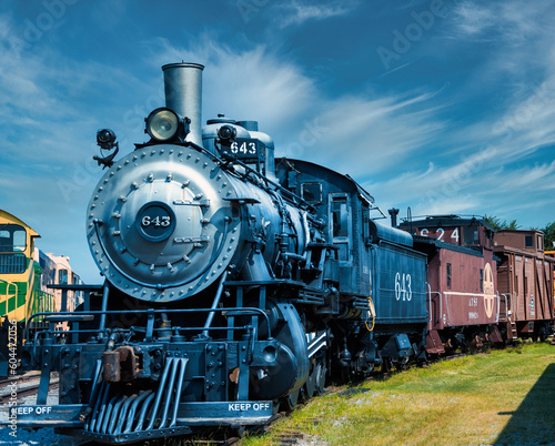 colorized vintage steam engine 