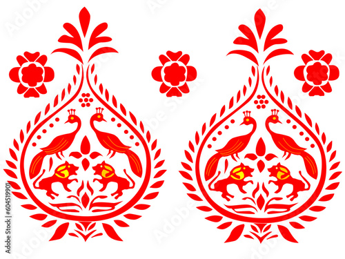 tribal pattern ( assamese pattern ) of northeast india which is used for textile design in assam gamosa , muga silk or other traditional dress.similar to ukrainian pattern or russian pattern. 