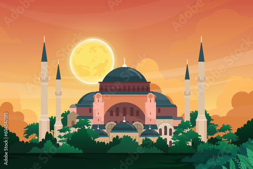 Beautiful scene Saint Sophia in Istanbul landmark in turkey vector