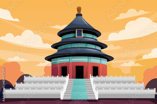 Beautiful landmark Tiantan temple in Biijing China vector