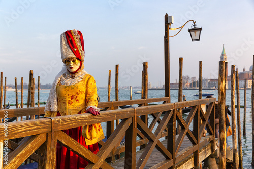 Gorgeous image of carnival masks in Riva degli Schiavoni, Venice
