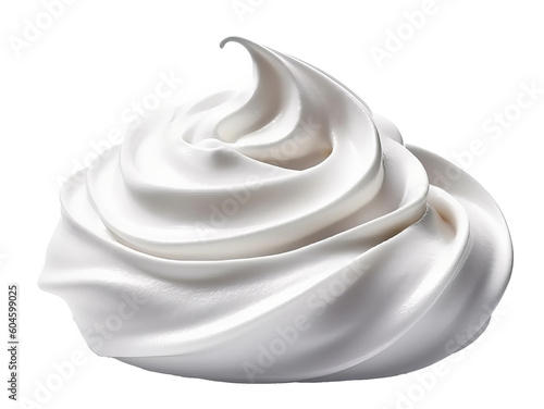 Whipped cream swirl isolated on transparent background, Generative AI