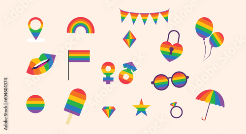A collection of different signs including rainbows, rainbows, and rainbows. Lgbt Pride Month Element