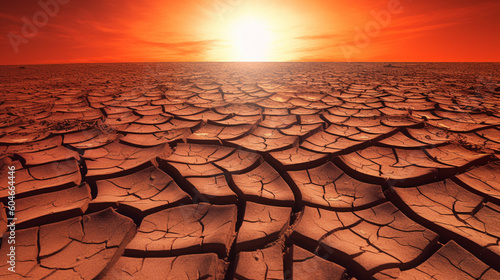 Dry land with cracked.High temperature and hot weather.Climate change and global warming concept.El Nino Concept.