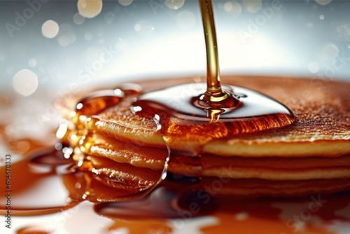 Generative AI pancake with syrup glaze Food Photography