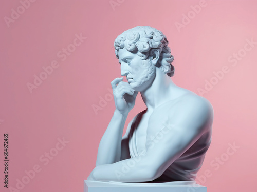 Ancient Greek sculpture of man.