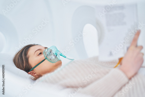 Picture of brunette woman in oxygen cabin