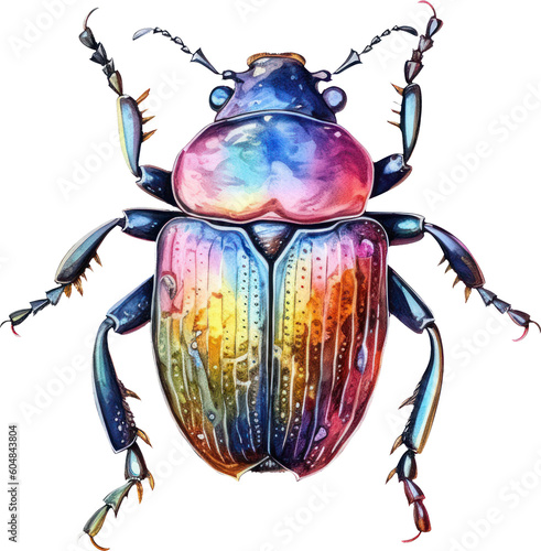 Beetle Watercolor Illustration. Generative AI