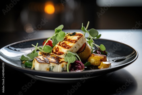 Grilled Halloumi Cheese, Traditional Greek Barbecue, Bbq Halloumi Cheese, Abstract Generative AI Illustration
