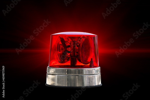 Red Color Emergency Light Warning Vehicular Police Alarm Siren Buzzer Isolated with Clipping path.