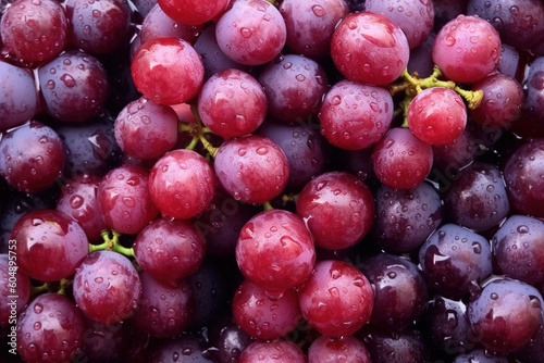 Close up of fresh grapes with water drops