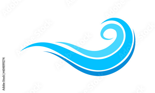 Abstract Blue Wave Wind Water Flow Vector Element Logo Editable Stroke Line Swirl Roll Liquid. Sea Ocean Beach Swimming Pool Summer Business Normal Simple Minimal Style