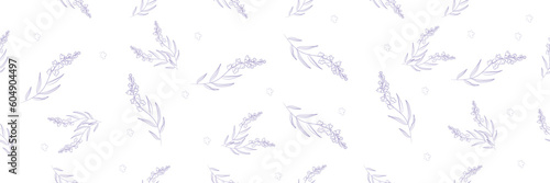 Seamless patter with beautiful lavender on white background
