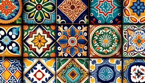 Seamless colorful patchwork Moroccan tile. motifs Majolica pottery tile. Portuguese and Spain decor wall and floor Ceramic tile Design, Generative AI