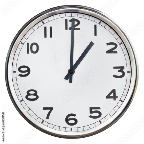 Office clock showing one o'clock