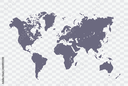 World Map pewter Color on White Background quality files Png