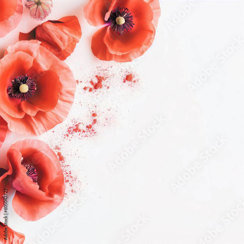 Vibrant Poppy Blossom, Realistic Flower Illustration, Nature, Generative AI