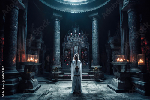 a priestess in a futuristic temple - generative ai
