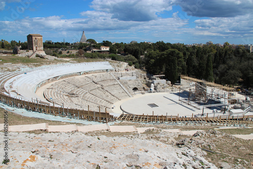 theater at the archaeological park of syracuse in sicily (italy)