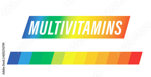 Multivitamin label inspiration, icon vitamins. Colorful gradient, vector isolated on white background. Vector illustration