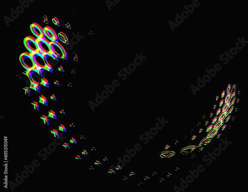 A effervescing border of iridescent shades on a dark background (as an example of a background). Glitch images. Vector.