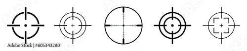 Target destination icons set. Aim sniper shoot symbols.