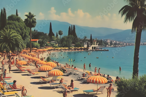  retro vintage postcard from sunny italy 1970 vibes ai generated art Generative AI