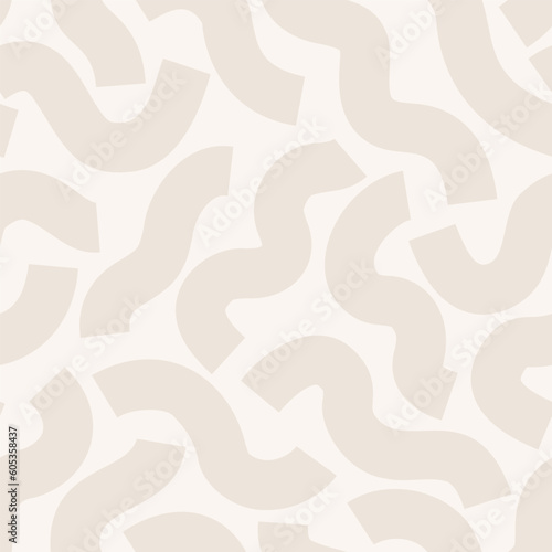 Beige geometric lines seamless pattern. Wavy squiggle shapes texture background