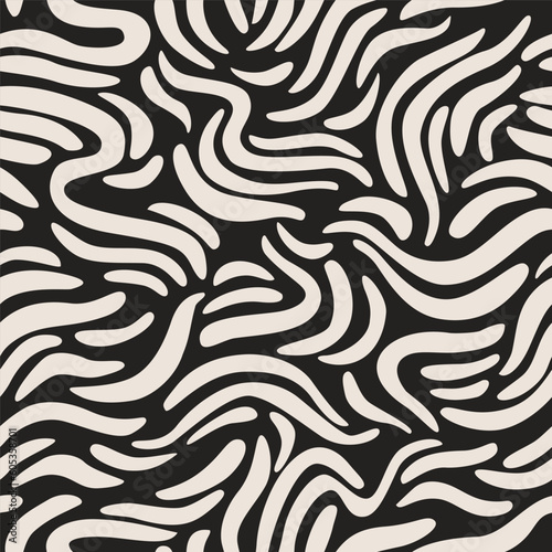Curved waved stripes, lines seamless pattern. Marine minimal line doodles print.